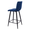 75CM Seat High Blue Velvet Bar Chairs Counter High Chairs Padded Seat Back Rest