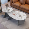 Stackable Nesting Table Set of 2 White Marble Look Sintered Stone Coffee Tables