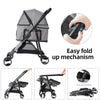 Foldable Pet Stroller Cat Dog Cage 4 Wheel Pushchair Travel Carrier Jogging Cart