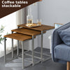 Stackable Nesting Tables Set of 3 Industrial Coffee Snack End Table C-Shaped