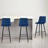 Pair Blue Velvet Bar Stools Breakfast Stool Kitchen Pub Chairs 65 / 75 cm Seat