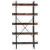 5 Tier Bookcase Shelves Wood & Metal Ladder Metal Pipe Industrial Bookshelf Unit