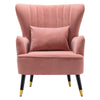 Smoky Pink Velvet Armchair Wing Back Velvet Tufted Cocktail Chair With Cushion