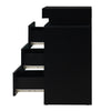 Black Bedside Table LED High Gloss 3 Drawers End Table Cabinet Bedroom Modern