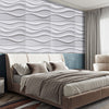 Matt White 3D Tile Wave Style Ceiling Panel Wall Panels Cladding Board Wallpaper