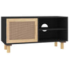 vidaXL TV Cabinet Solid Wood Pine and Natural Rattan Strong stability durable