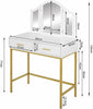 Modern Dressing Table Jewelry Makeup Desk w/ Large Mirror & Drawer Bedroom