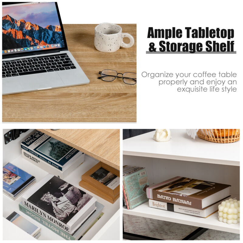 Wooden Lift Top Coffee Table Convertable Storage Desk Laptop Table Wor ...