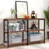 3-Tier Console Table Rustic Wooden Sofa Side Table Hall Desk W/ Storage Shelves