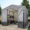 8X8.5FT Grey Metal Shed Garden Shed with Lockable Double Door & Air Vents Window