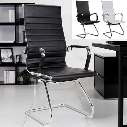 CANTILEVER OFFICE CHAIR EXECUTIVE PU LEATHER DINING ROOM MEETING RECEPTION SEAT