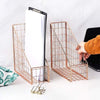 Electroplated Iron Rose Gold Book Holder Desktop Shelf File Magazine Storage