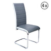 2 4 6 Grey Faux Leather Dining Chairs High Back Chrome Legs Home Furniture Chair