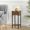 Tall Bedside Narrow Side Night Stand Side Table with Drawer Hallway Console Desk