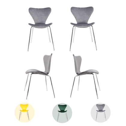 Set of 4 Stackable Dining Chairs Set Padded Seat Velvet Kitchen Chairs Office