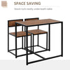 HOMCOM 3 Pcs Table Stool Set Dining Room Bar Modern Style Furniture Metal Frame