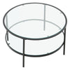 2 Tier Coffee Table Round Glass Living Room Centre Table With Black Metal Legs