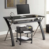 2-Tier Wood Printer Stand Desk Beside Table Underdesk Cart Wheeled Home Office