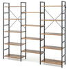 Industrial 5-tier Bookshelf Triple Bookcase Freestanding Ladder Display Shelf