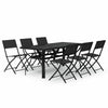 7 Piece Garden Dining Set Grey and Black A8D5