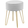 Velvet Round Footstool Upholstered Dressing Table Stool with Metal Legs Home