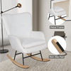 Teddy Fleece Rocking Chair Wingback Armchair Accent Chairs Nursing Soft White