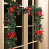 Pre-Lit Decorated Christmas Garland with Lights Red Ball Xmas Festival Tree 2.7M