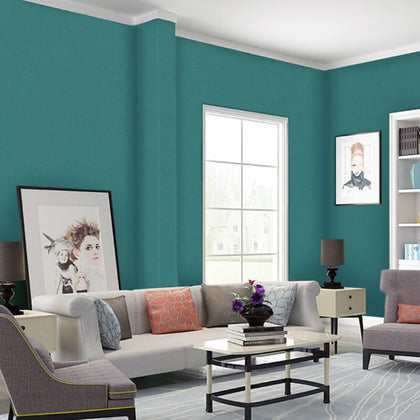 Modern Plain Peacock Blue Wallpaper Decortive Living Room Bedroom Wall Covers UK