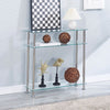 Clear Tempered Glass Console Table Entryway Hallway Living Room w/ Storage Shelf