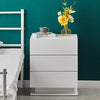 White High Gloss Bedside Table Cabinets LED Light Chest of 3 Drawers Nightstand