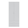 Bedroom White 2 Door 2 Drawer Wardrobe with Hanging Rail Large Storage Cupboards