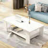 2 Tier Coffee End/Side Table Modern White Design with Storage Shelf Living Room
