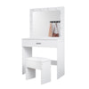 Dressing Table White Vanity Set Makeup Desk with Stool Mirror Drawer LED Lights