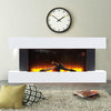 White LED Flame Electric Fireplace Tempered Glass Fire Heater Wi-Fi Wall Mounted