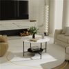 Chic Round Marble Coffee Tea Table Living Room Center Table with Storage Shelf