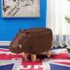 Brown Faux Leather Hippo Footstool Animal FootStool Ottomans Child Toy Gift Home