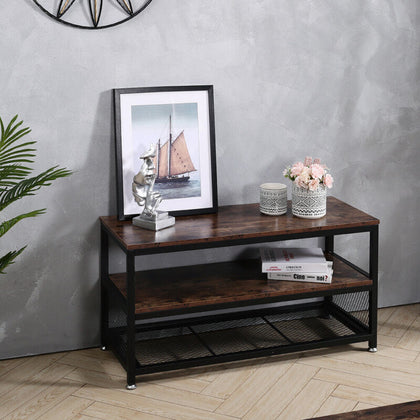 Metal TV Stand TV Console Table with Storag Shelves Retro TV Unit for LivingRoom