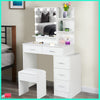 Dressing Table Makeup Vanity Set Mirror with Lights Stool Desk Organizer Dresser