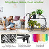 Garden Cart Plant Stand Metal Flower Pot Holder Indoor Outdoor Display Rack
