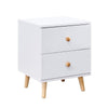 White Nightstand 2 Drawers Storage Wood Bedside Cabinet Small Side Table Bedroom