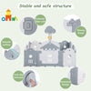 14 Panels Foldable Baby Playpen with Activity Panel and Basketball Hoop Grey