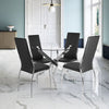 90cm Modern Round Dining Table with Glass Top & Metal Cross Legs for Dining Room