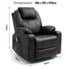 Riser & Recliner Armchair Leather 8 Point Electric Heated Massage Sofa Arm Chair