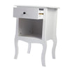 White Bedside End Table Cabinet Chest Nightstand Drawer Furniture Storage Shelf