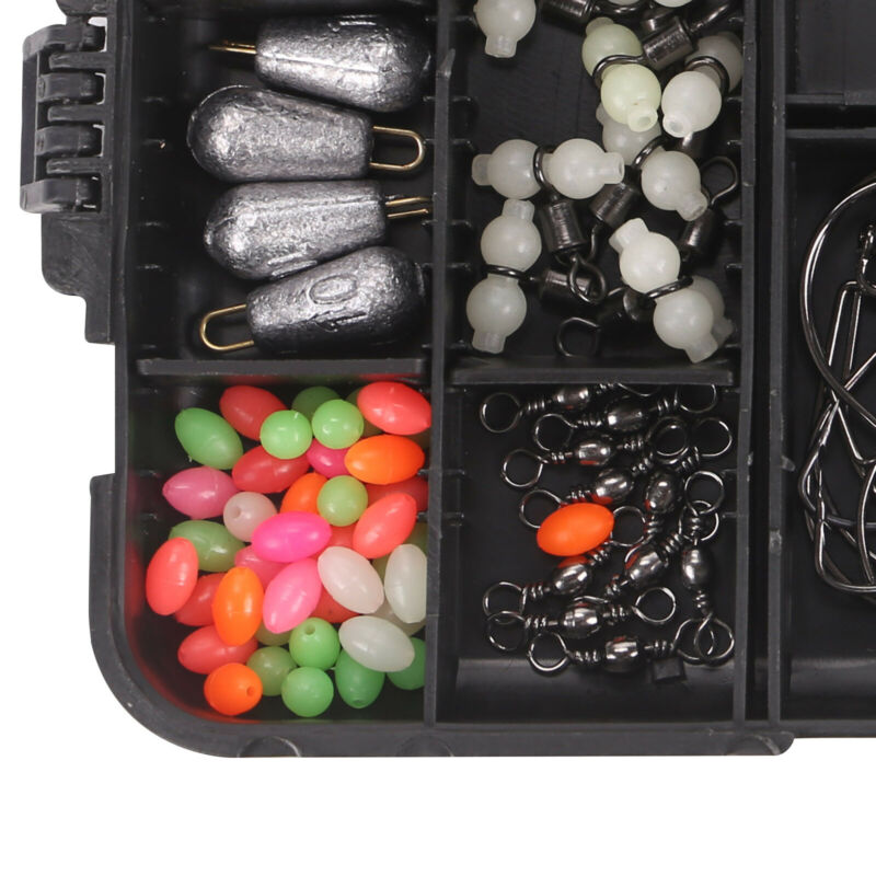 177Pcs Fishing Accessories Set With Tackle Box Fishhook Swivels