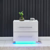 2 Drawers LED Light Bedside Table Side Nightstand Storage Organiser High Gloss