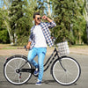 Unisex 26" Commuter Bike 7-Speed Hybrid Cruiser Bicycle With Front Basket Black