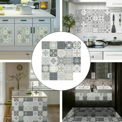 24PCS Moroccan Style Tile Self-Adhesive Mosaic Wall Stickers Kitchen Bathroom UK