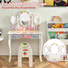Kids Vanity Makeup Dressing Table & Chair Set W/ Tri-fold Mirror & Drawers White