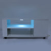 Coffee Table with Storage Shelves RGB LED Light Wood Living Room Side End Table